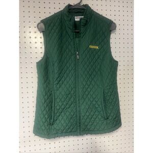 Campus Drive University Of Oregon Full Zip Quilted Vest Green Women's Medium